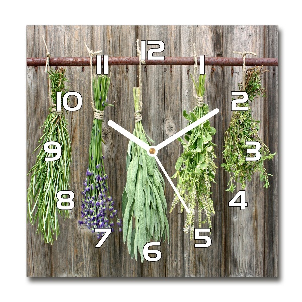 Square wall clock Herbs on a string