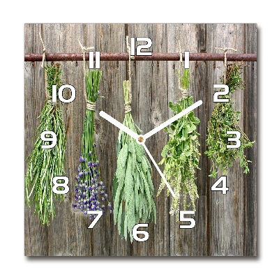 Square wall clock Herbs on a string