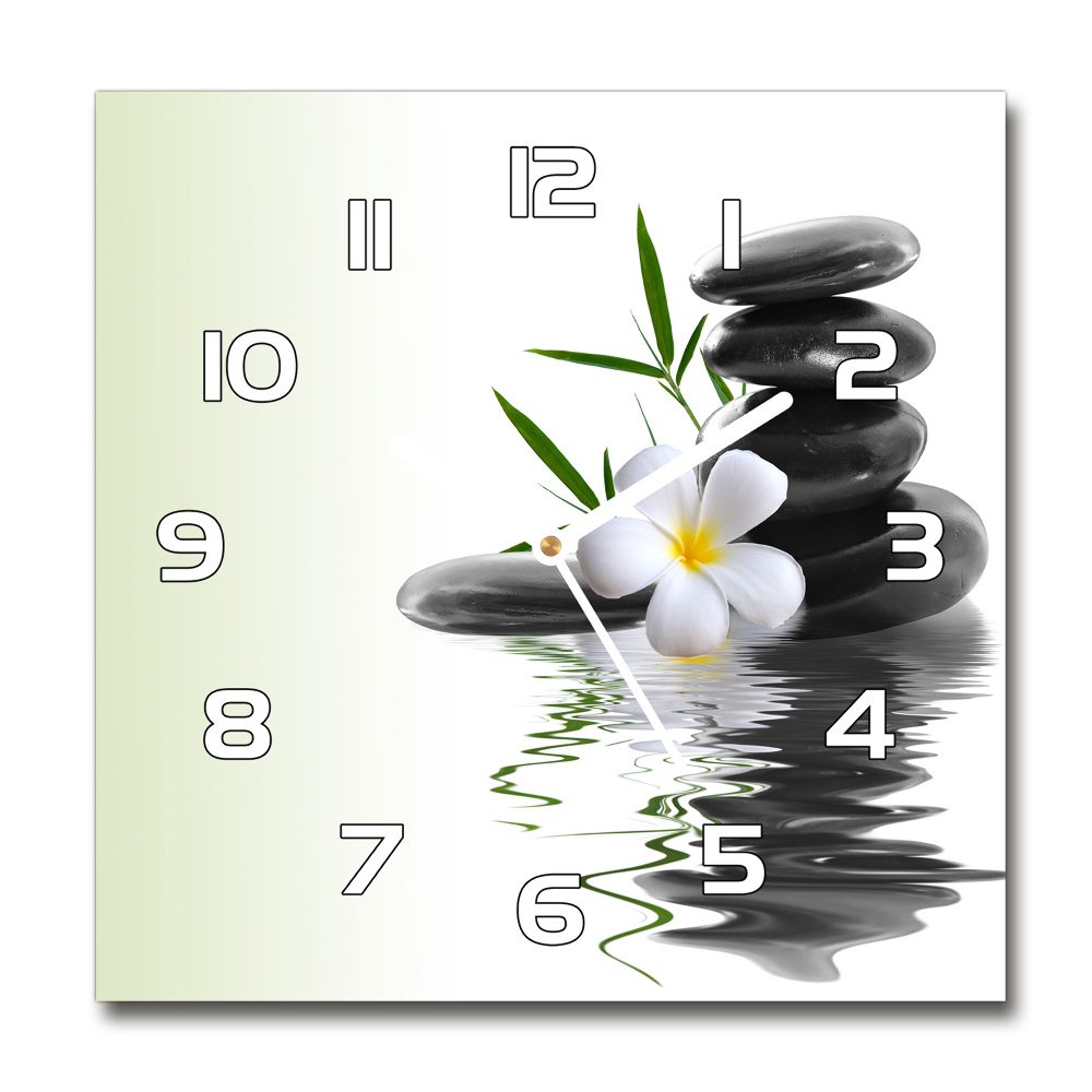 Square wall clock Orchid and stones