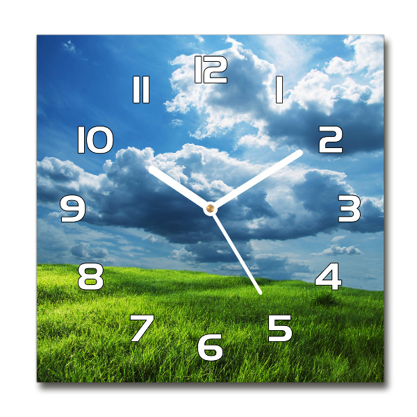 Square wall clock Clouds above the field