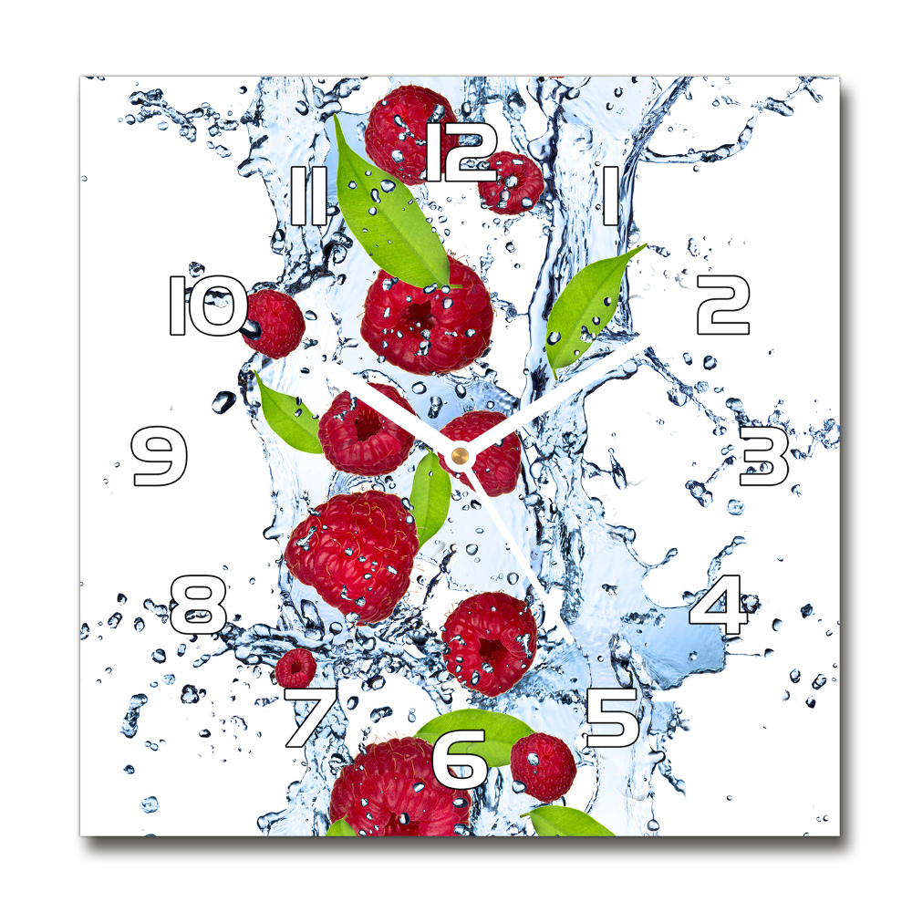 Square wall clock Raspberries and water