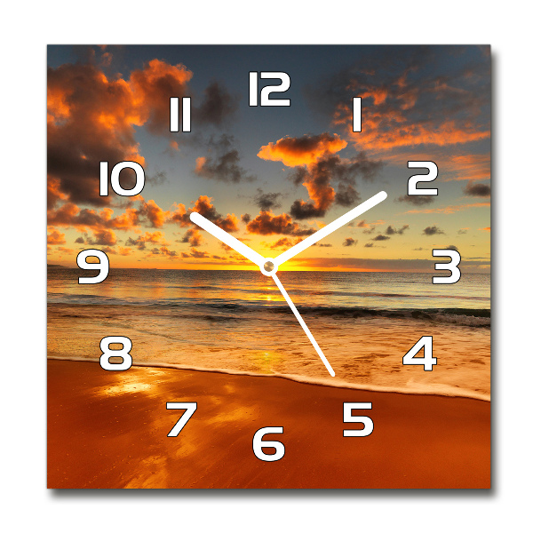 Square glass wall clock Australian beach