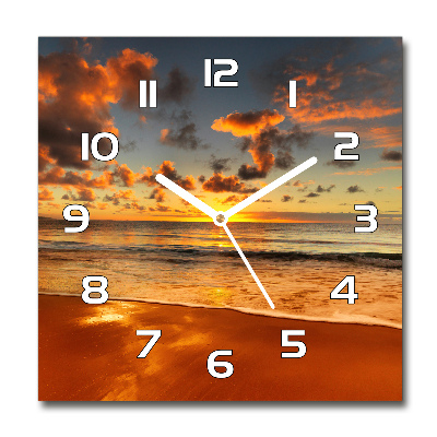 Square glass wall clock Australian beach