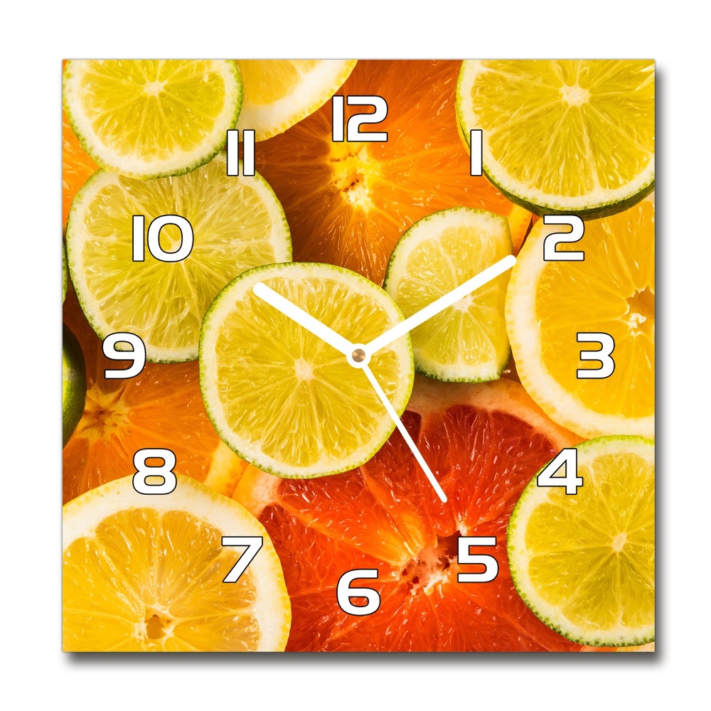 Square wall clock Citrus fruits