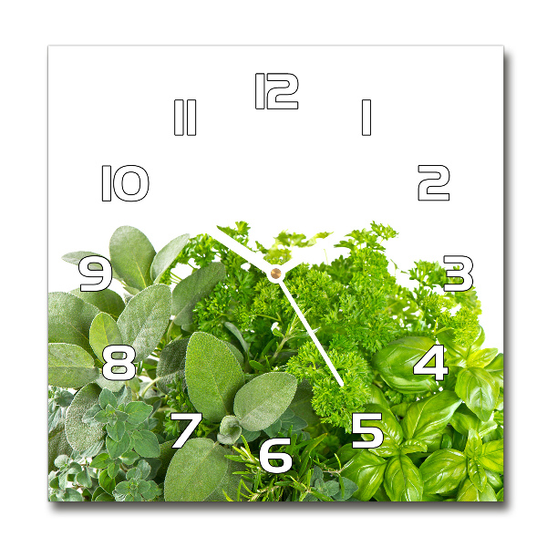 Square kitchen clock Herbs