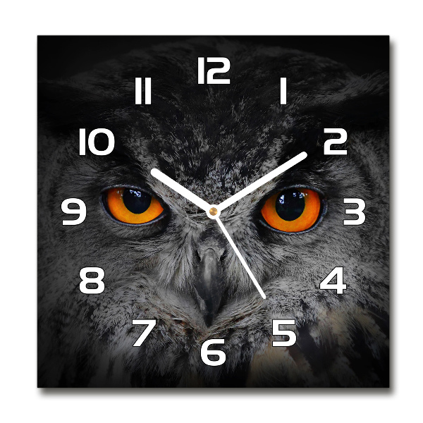 Square wall clock Owl devilish eyes