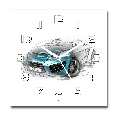 Square kitchen clock Sketch of the car