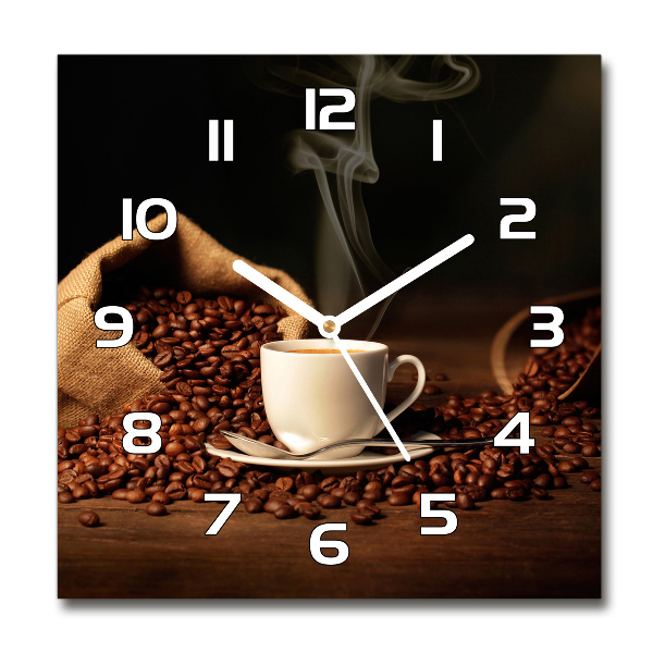 Square wall clock Coffee in a cup