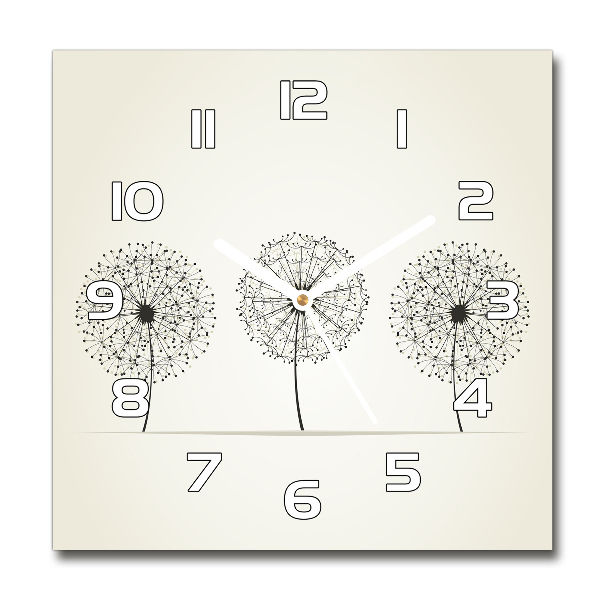 Square glass wall clock dandelions