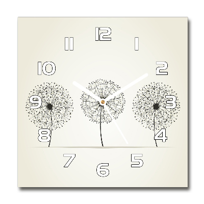 Square glass wall clock dandelions