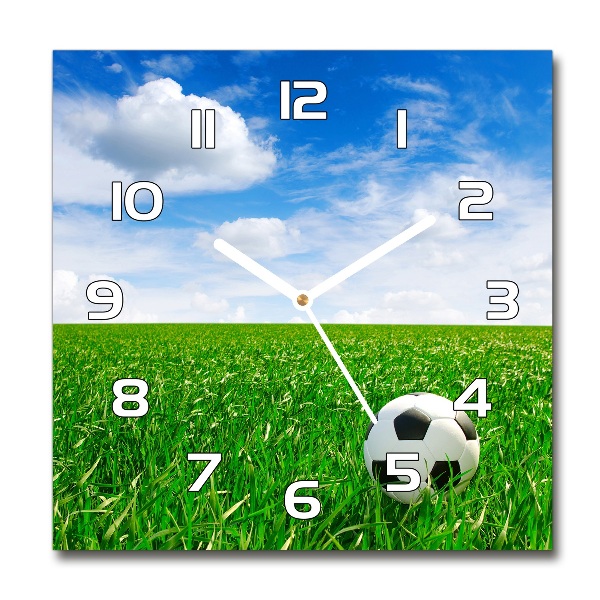 Square wall clock Football in the meadow