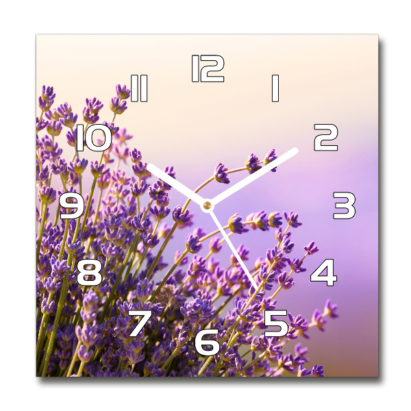 Square glass wall clock Lavender