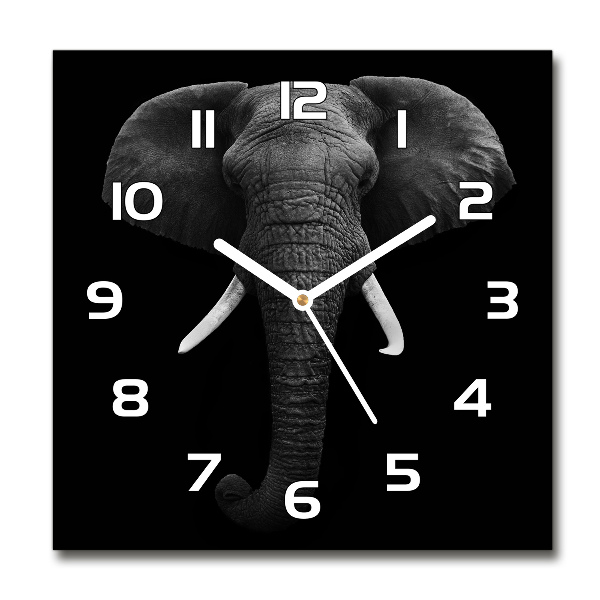 Square glass wall clock African elephant