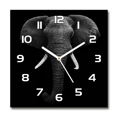 Square glass wall clock African elephant