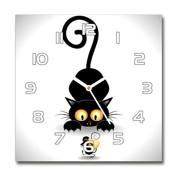 Square wall clock Cat and mouse