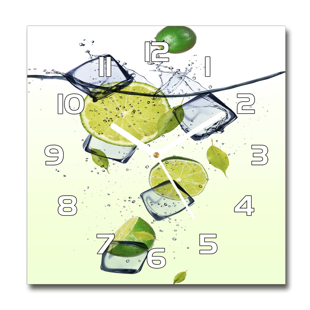 Square kitchen clock Lime and ice