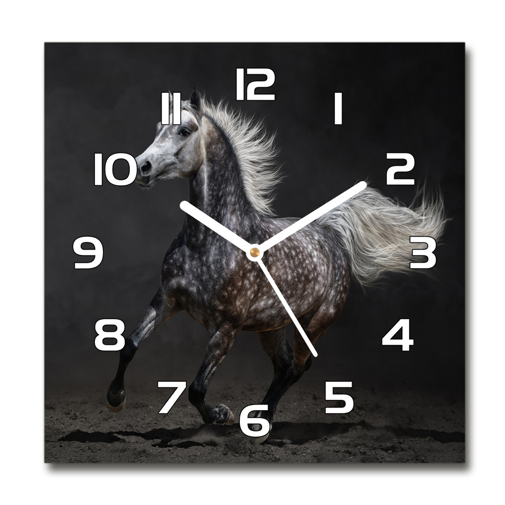 Square wall clock Gray Arabian horse