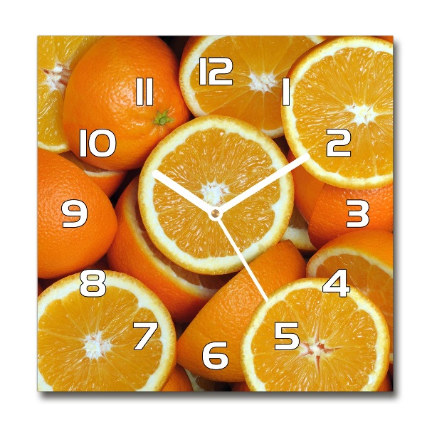 Square glass clock Half of Orange