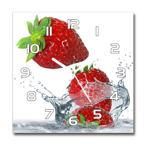 Square kitchen clock Strawberries and water