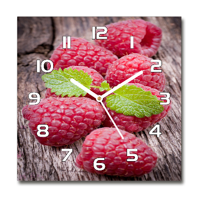 Square glass clock Raspberries