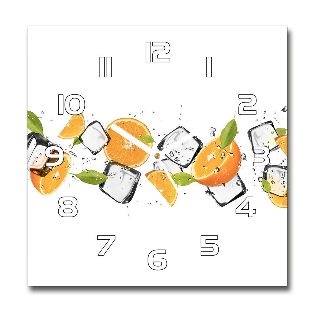 Square kitchen clock Ice oranges