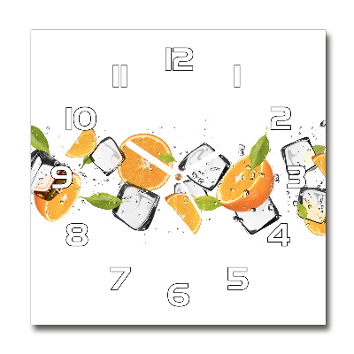 Square kitchen clock Ice oranges