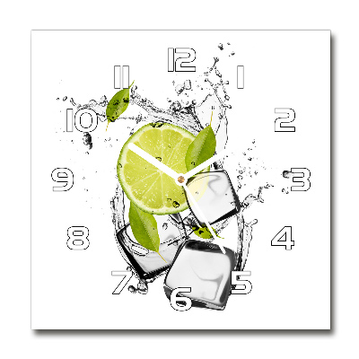 Square glass wall clock Ice lime