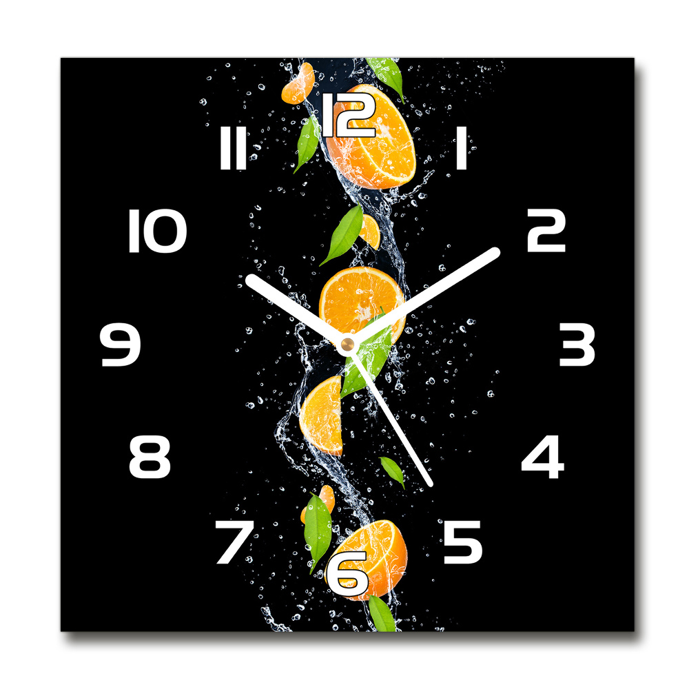 Square kitchen clock Oranges and water