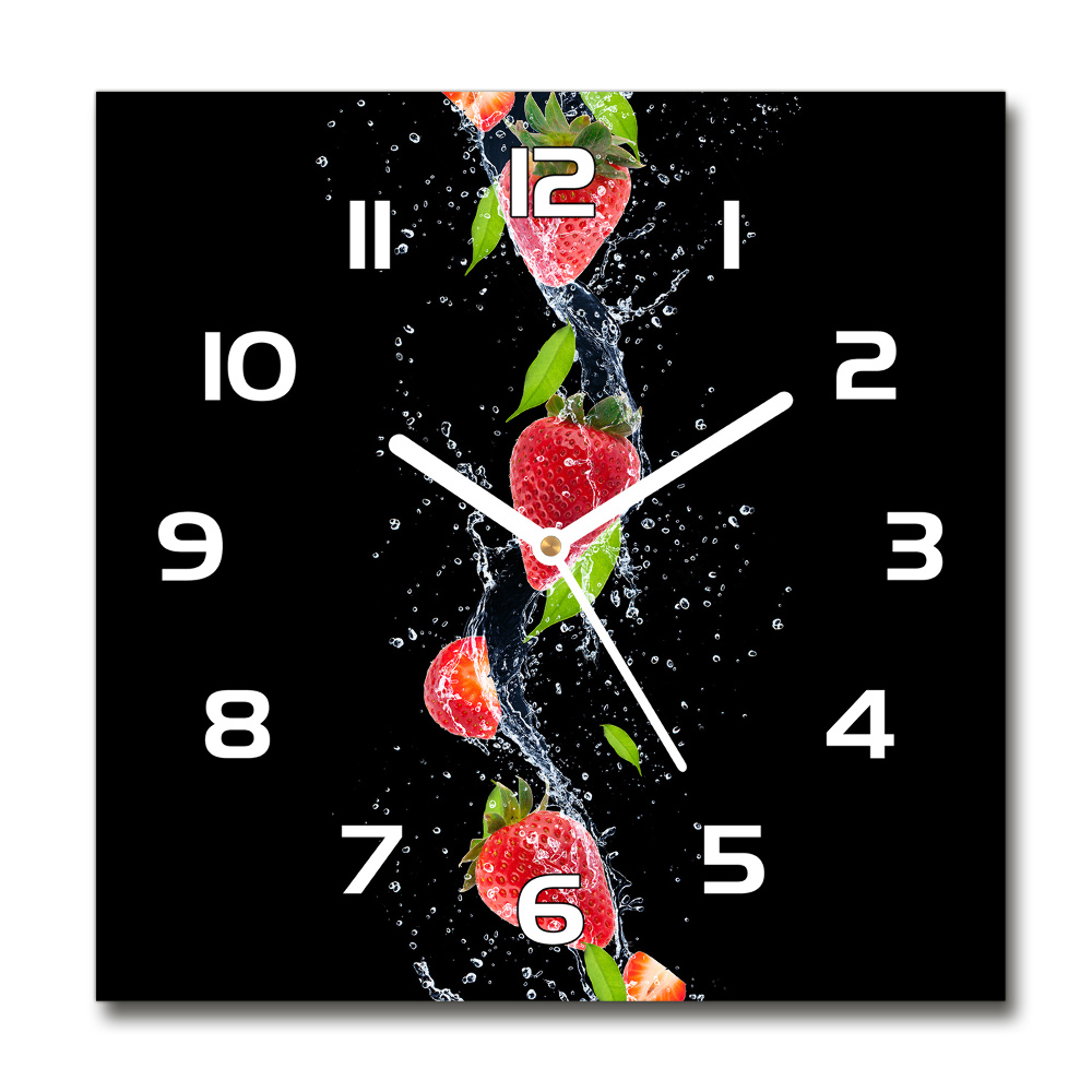 Square kitchen clock Strawberries and water