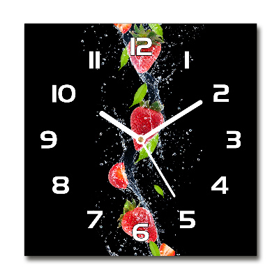 Square kitchen clock Strawberries and water