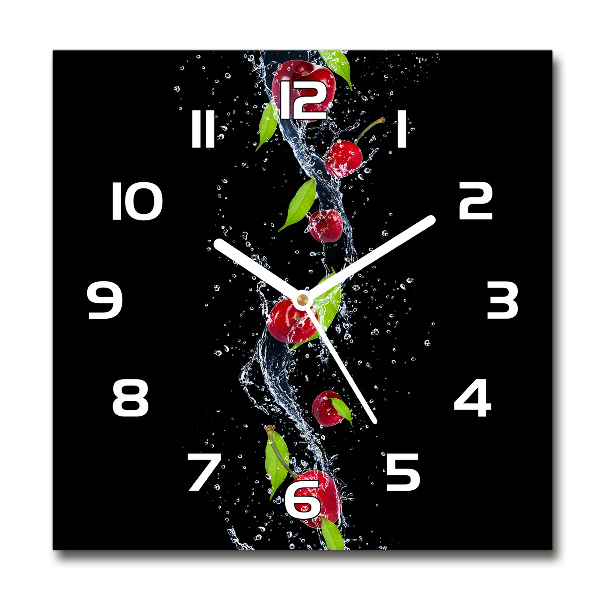 Square kitchen clock Cherries