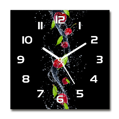 Square kitchen clock Cherries