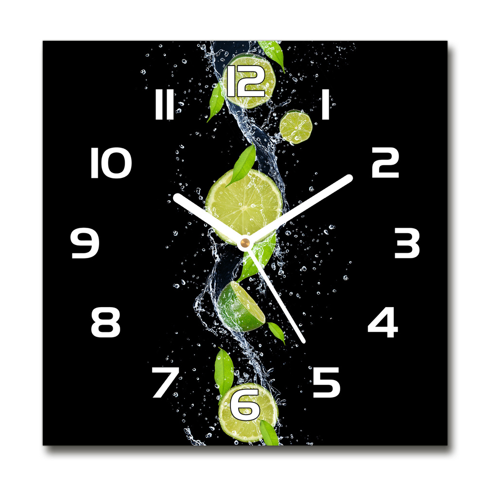 Square glass wall clock Lime and water