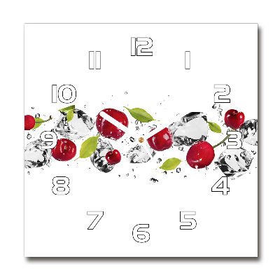 Square wall clock Cherries and water