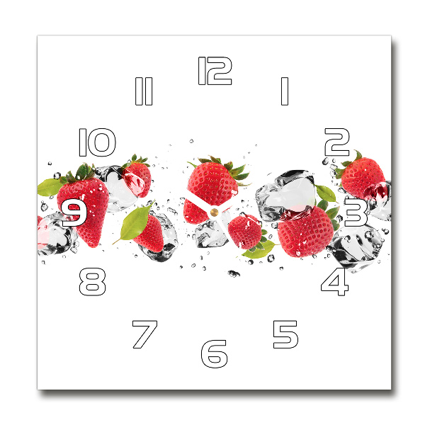 Square kitchen clock Strawberries and water