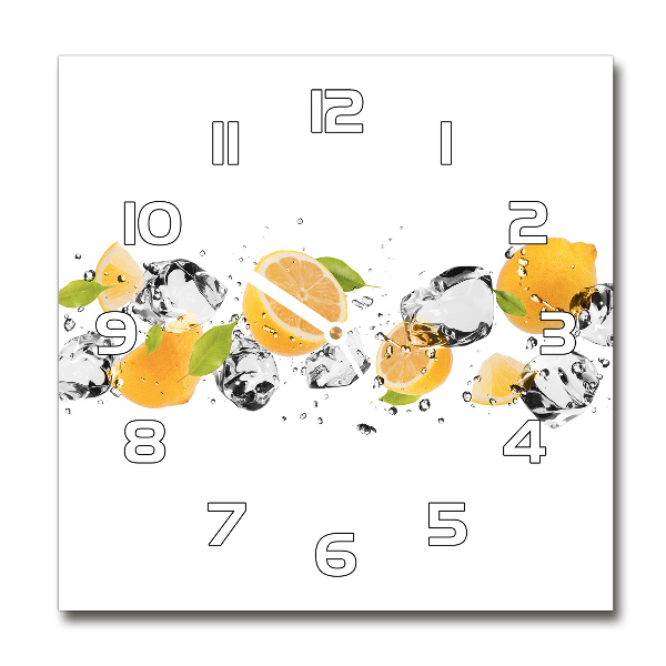 Square kitchen clock Lemon and water