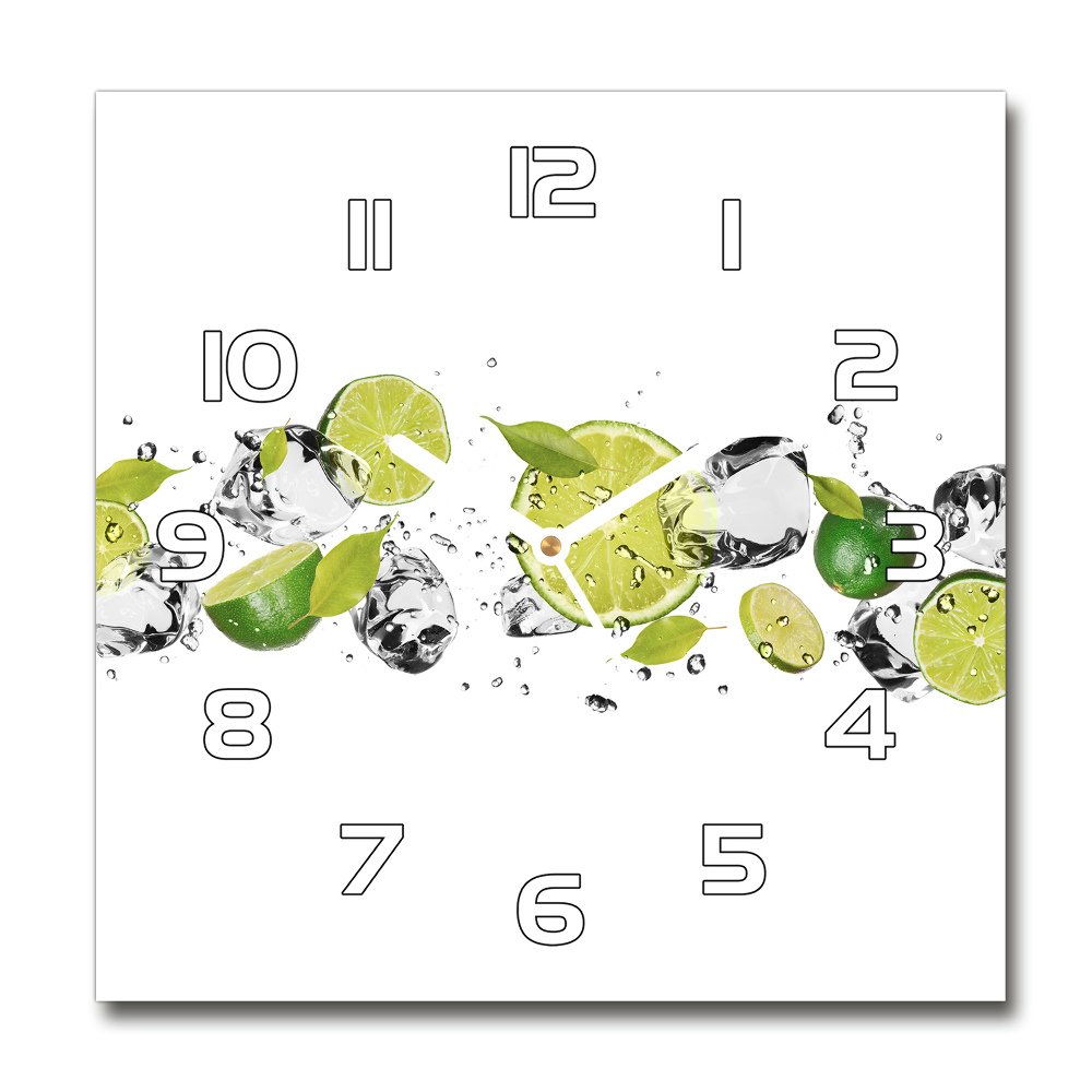 Square kitchen clock Lime and water