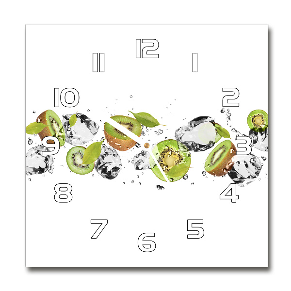 Square glass wall clock Kiwi and water