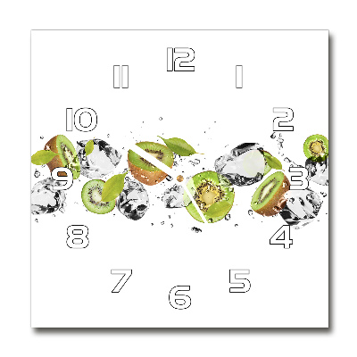 Square glass wall clock Kiwi and water