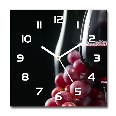 Square glass wall clock Grapes and wine