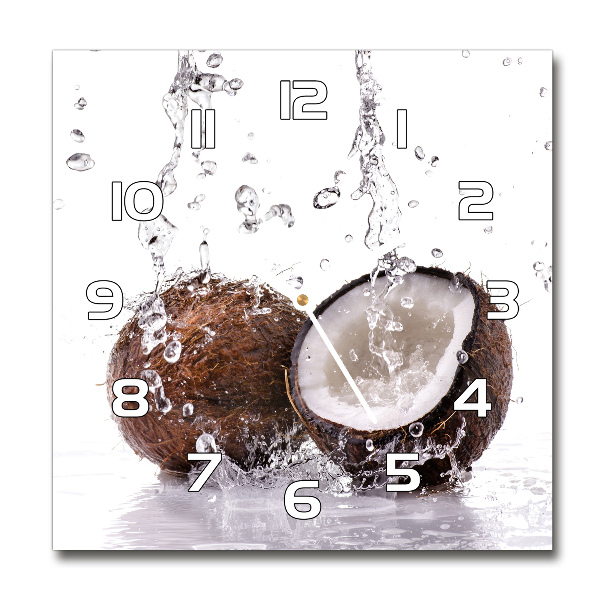 Square glass wall clock Coconut and water