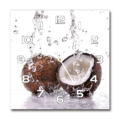 Square glass wall clock Coconut and water