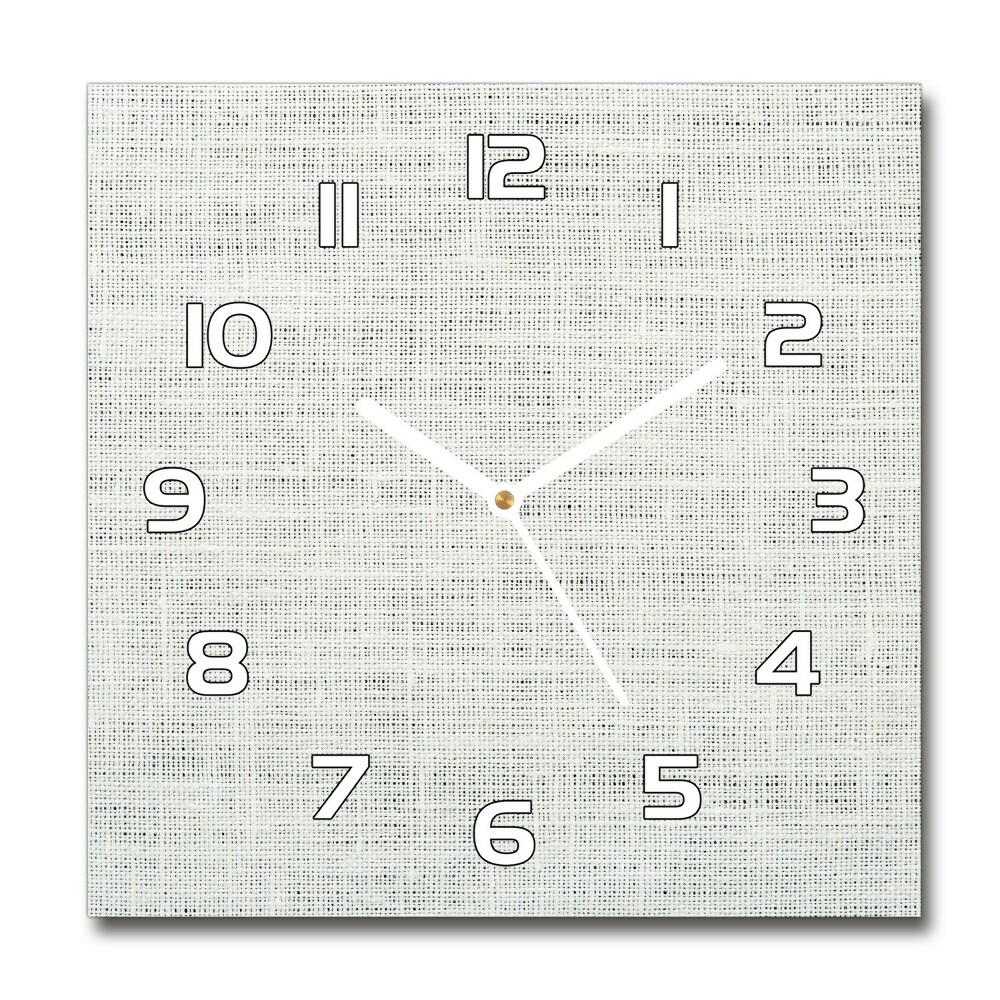 Square wall clock Linen white canvas