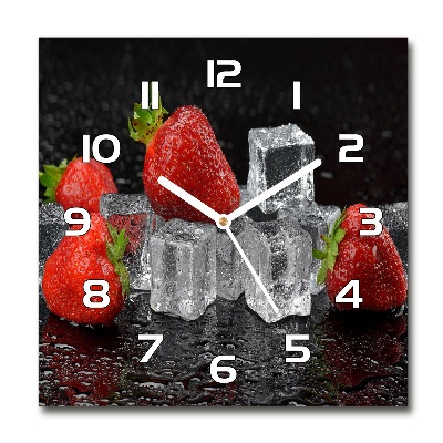 Square wall clock Ice strawberries