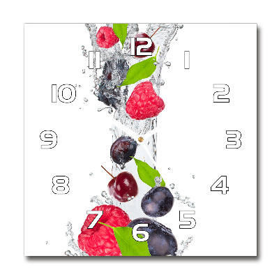 Square glass clock Fruit and water