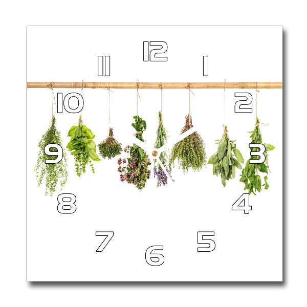 Square wall clock Herbs on a string