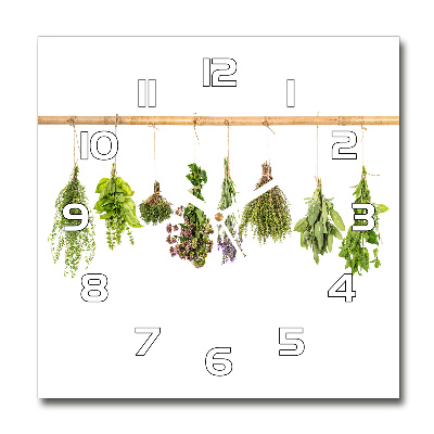 Square wall clock Herbs on a string