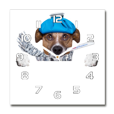 Square wall clock Sick dog