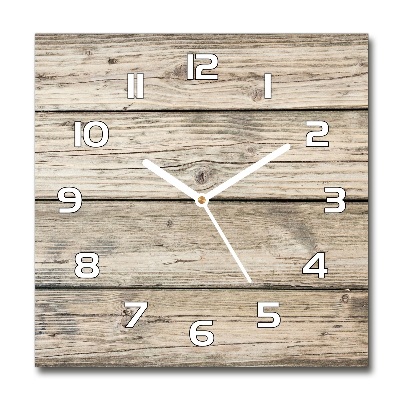 Square wall clock Wooden background