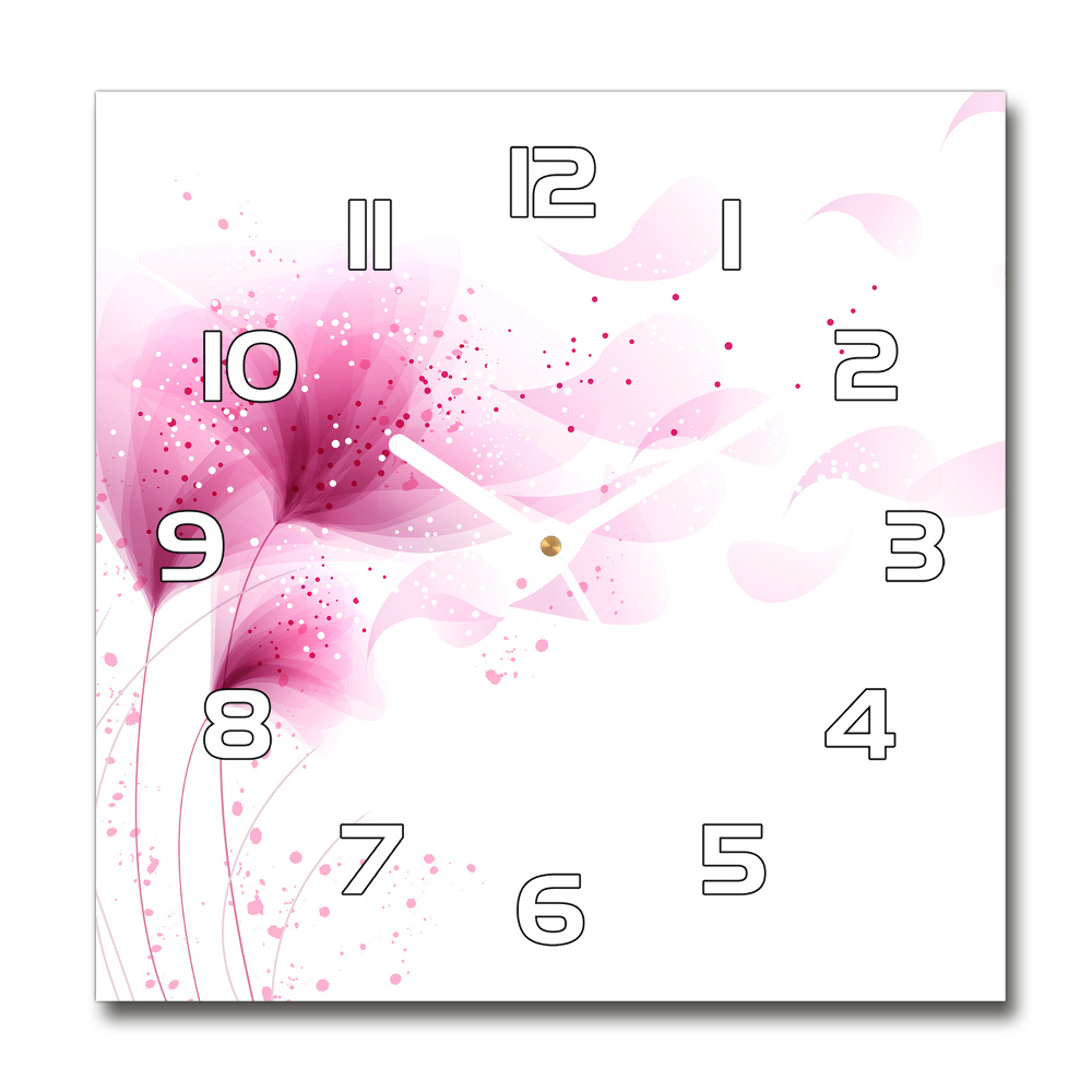 Square wall clock Pink flower